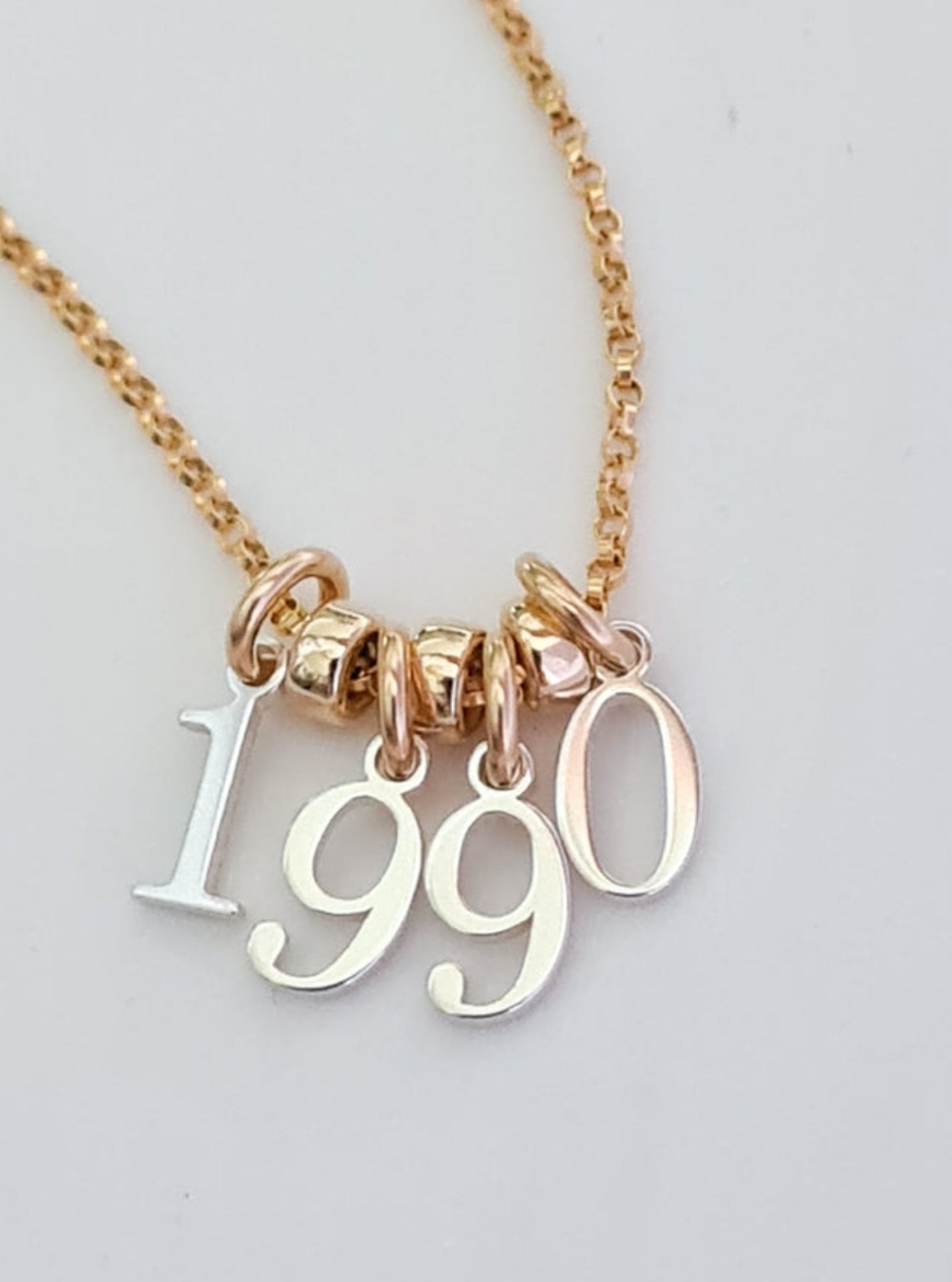 Gold Necklace - Silver Numbers