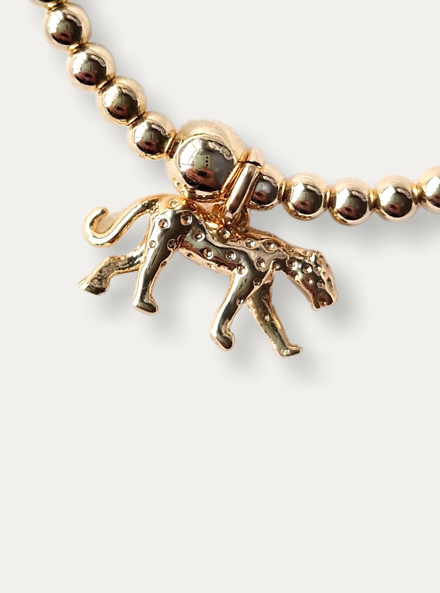 Gold Bobble Bracelet-Leopard