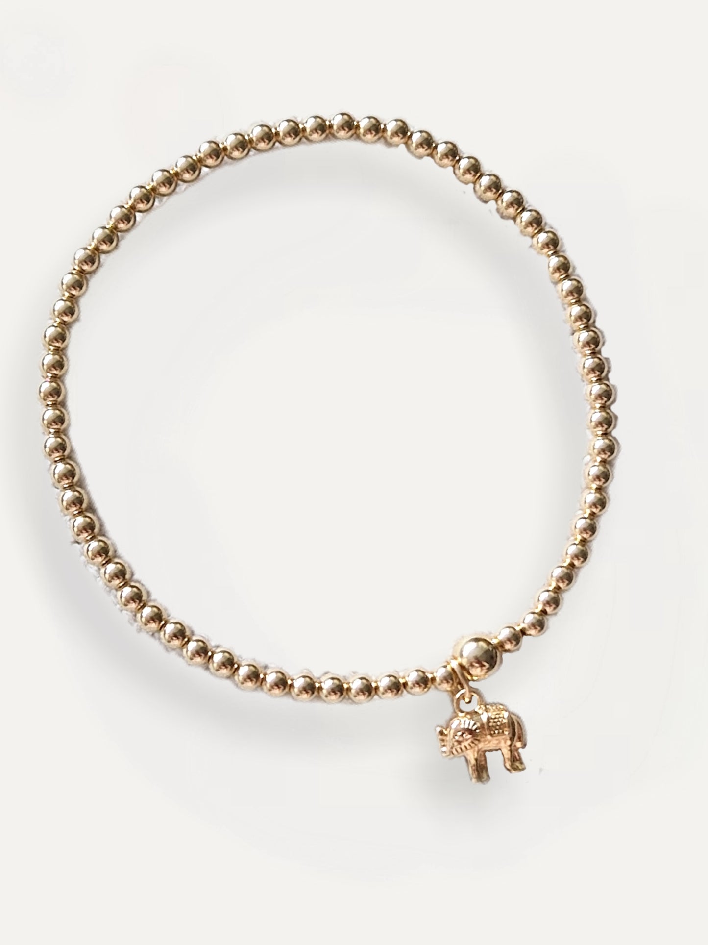 Gold Bobble Bracelet - Gold 'Nelly' Elephant Charm