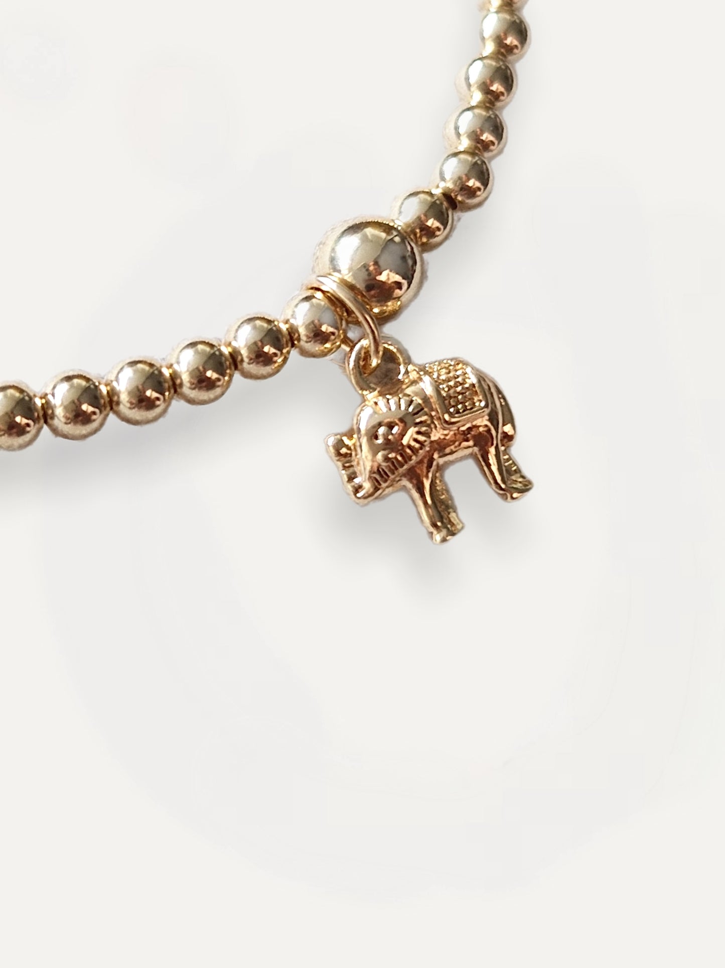 Gold Bobble Bracelet - Gold 'Nelly' Elephant Charm