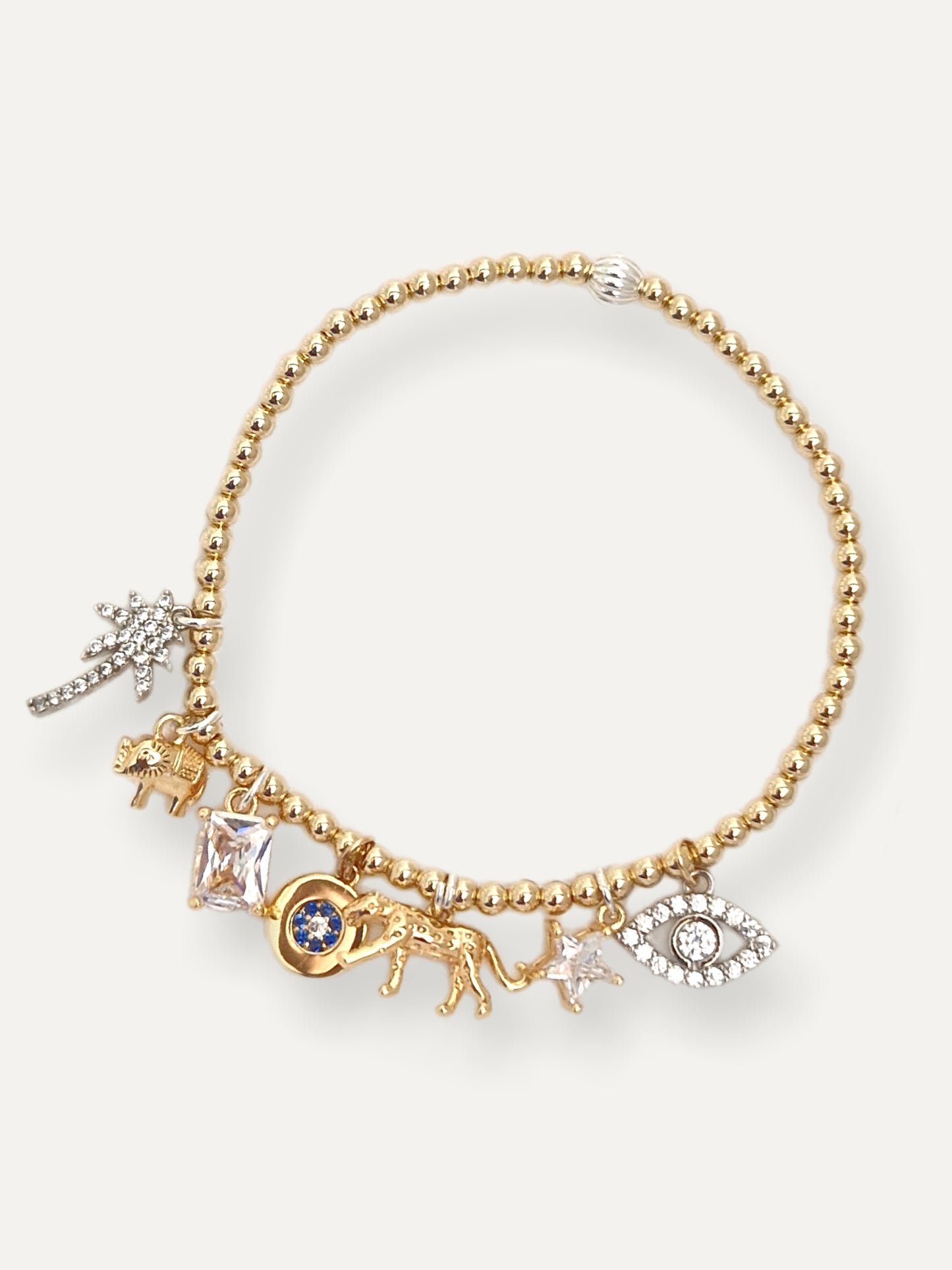 Gold Charm Bracelet - Gold & Crystal Charms