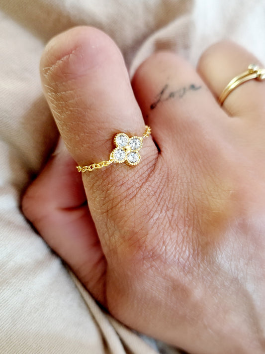 Gold Adjustable 'Clover' Ring