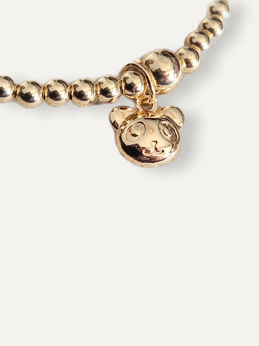 Gold Bobble Bracelet - Gold 'Panda' Charm