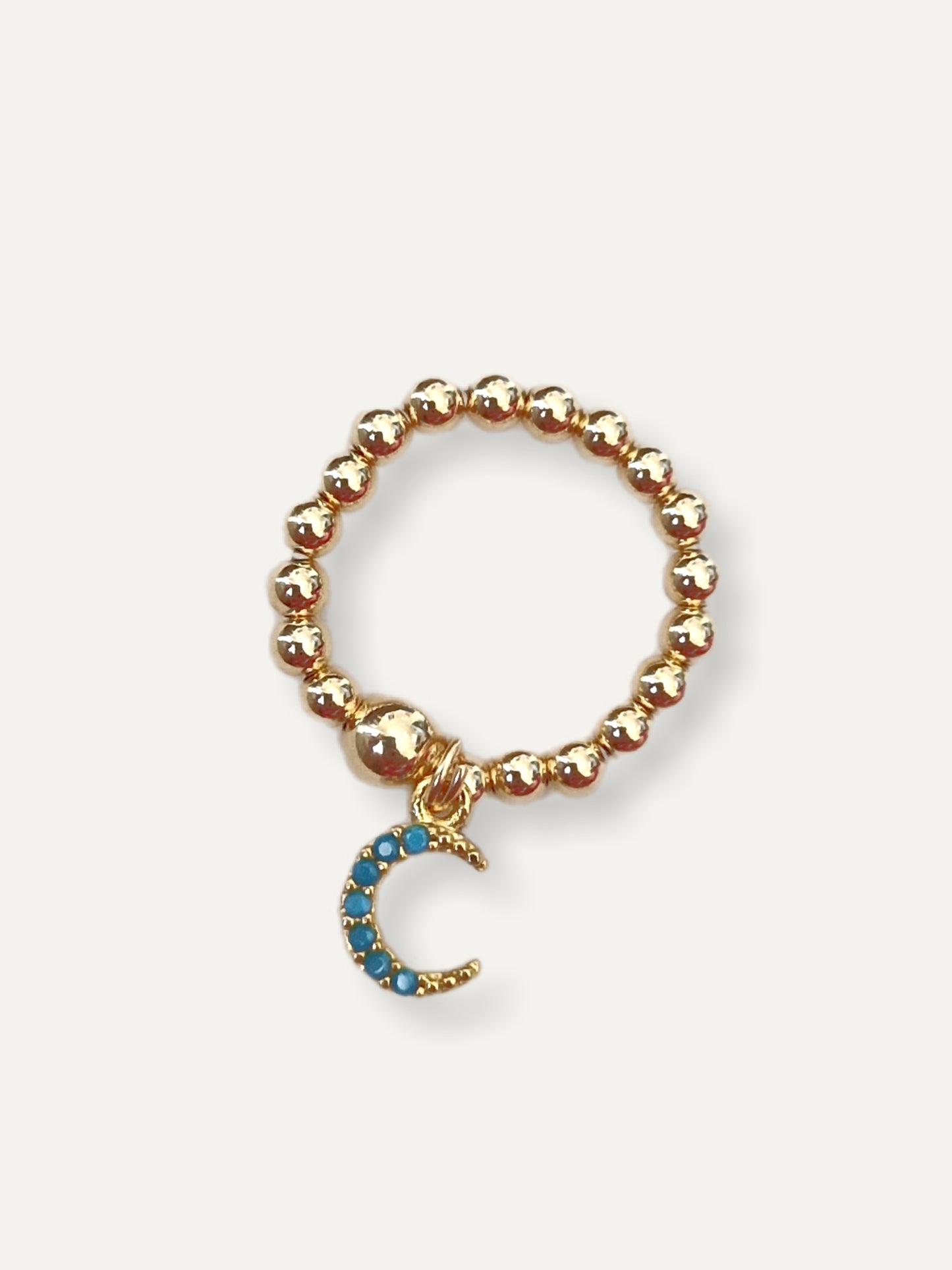 Gold Bobble Ring - Turquoise Moon