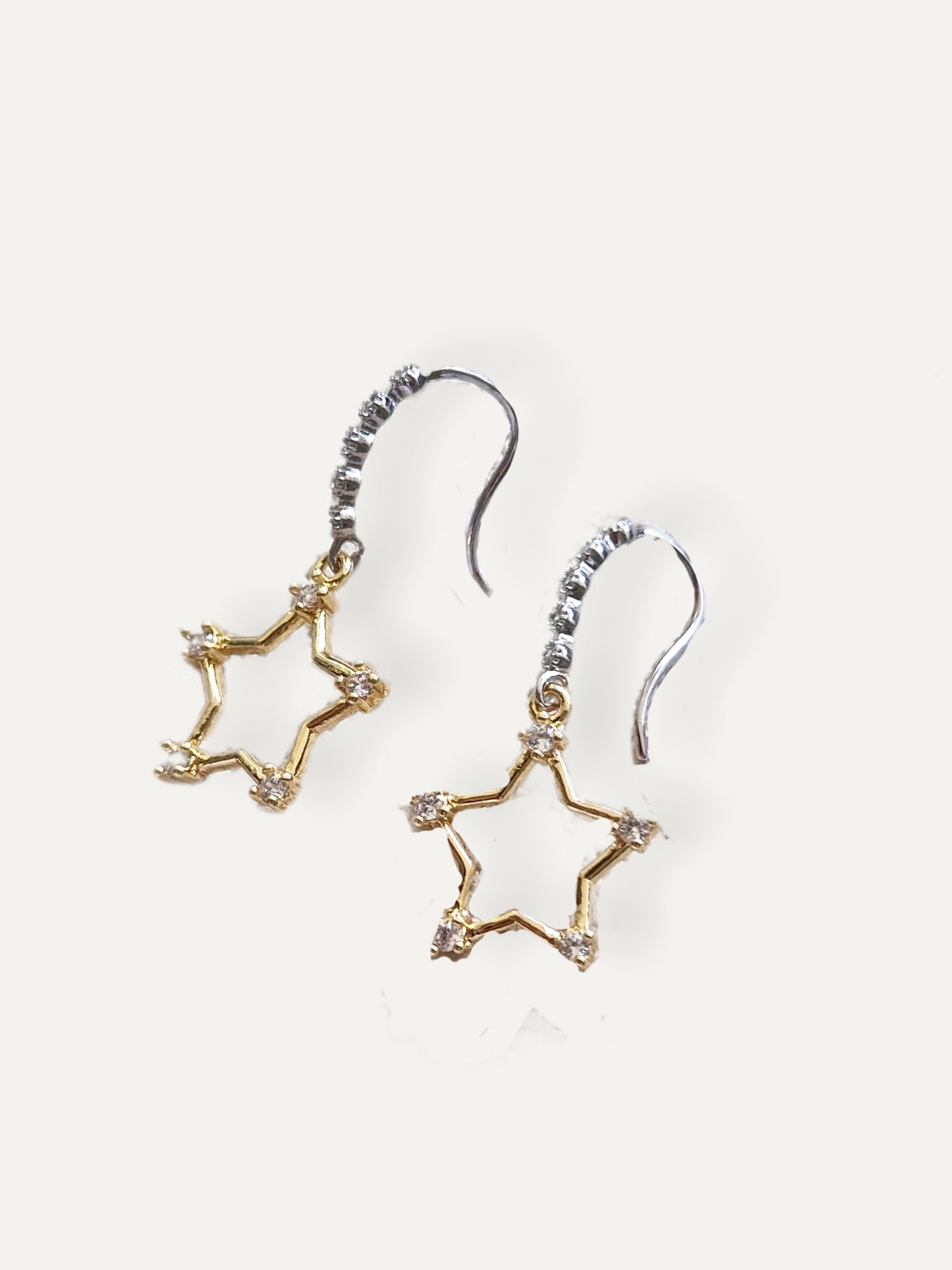 Crystal Hook Earring - Gold Star