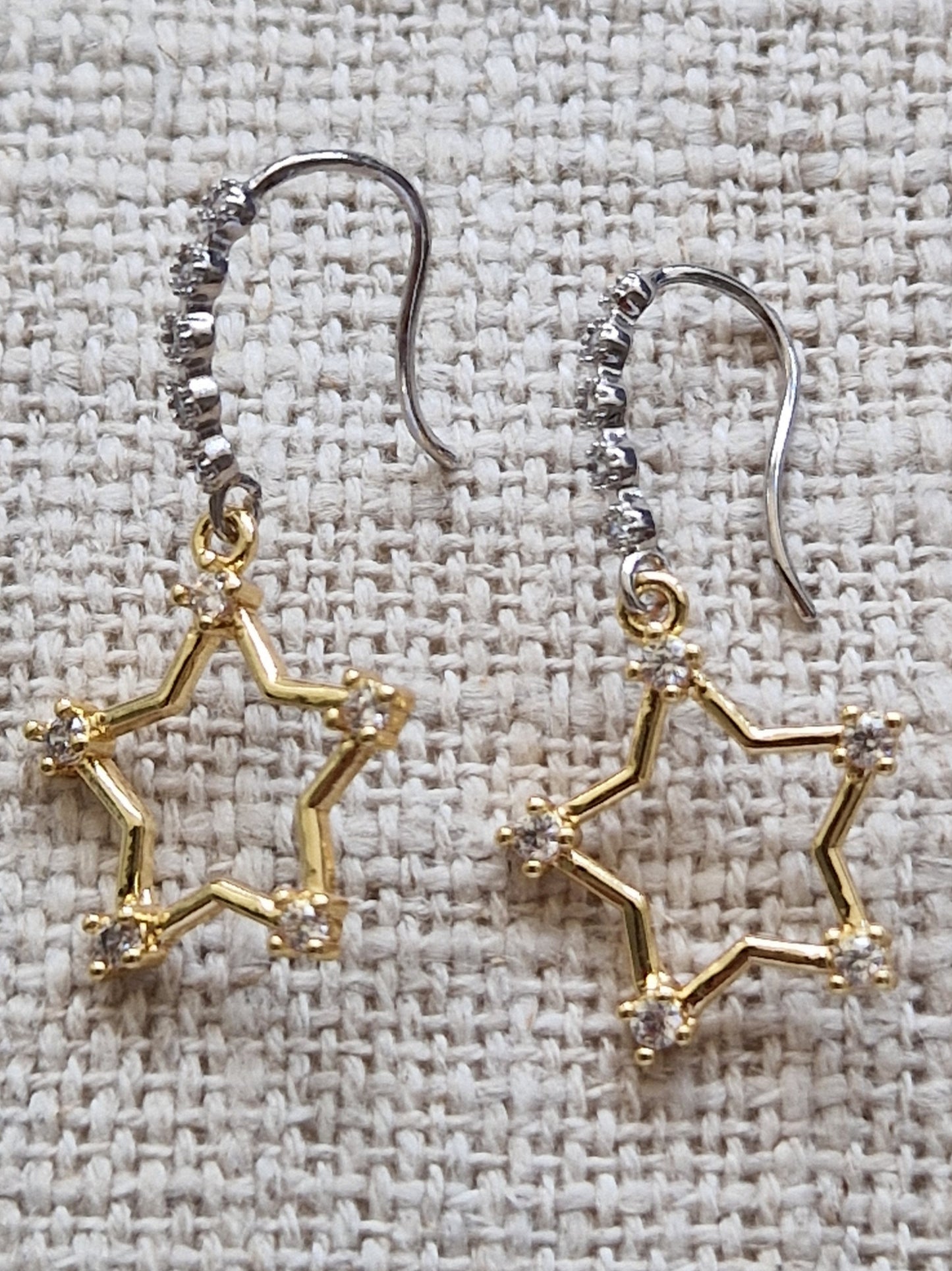 Crystal Hook Earring - Gold Star