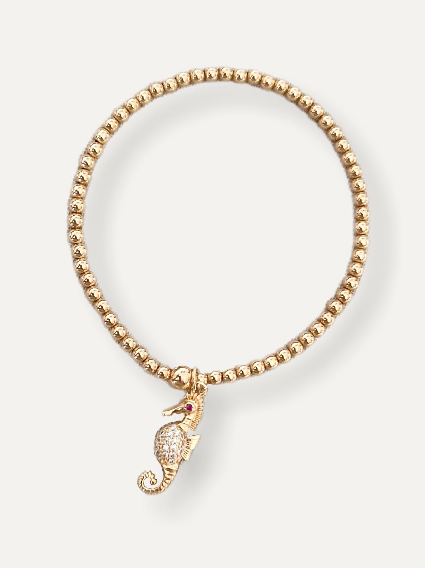 Gold Bobble Bracelet - Crystal Seahorse