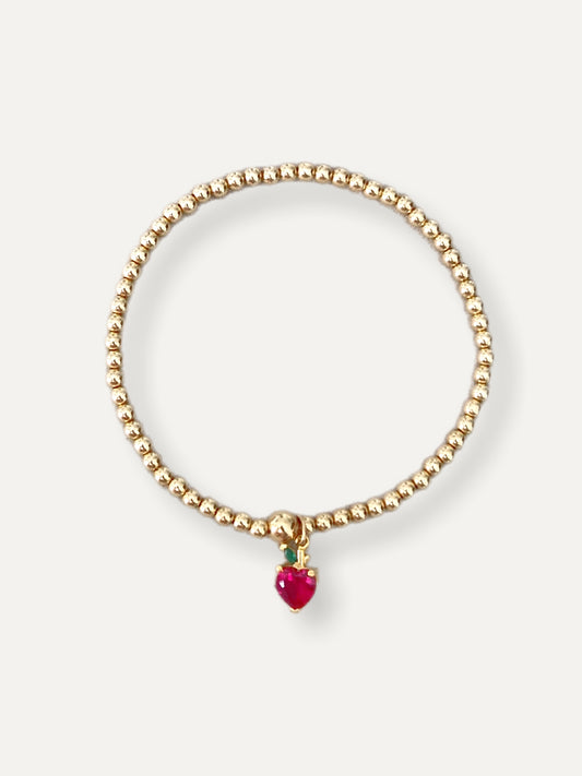 Gold Bobble Bracelet- Crystal Cherry