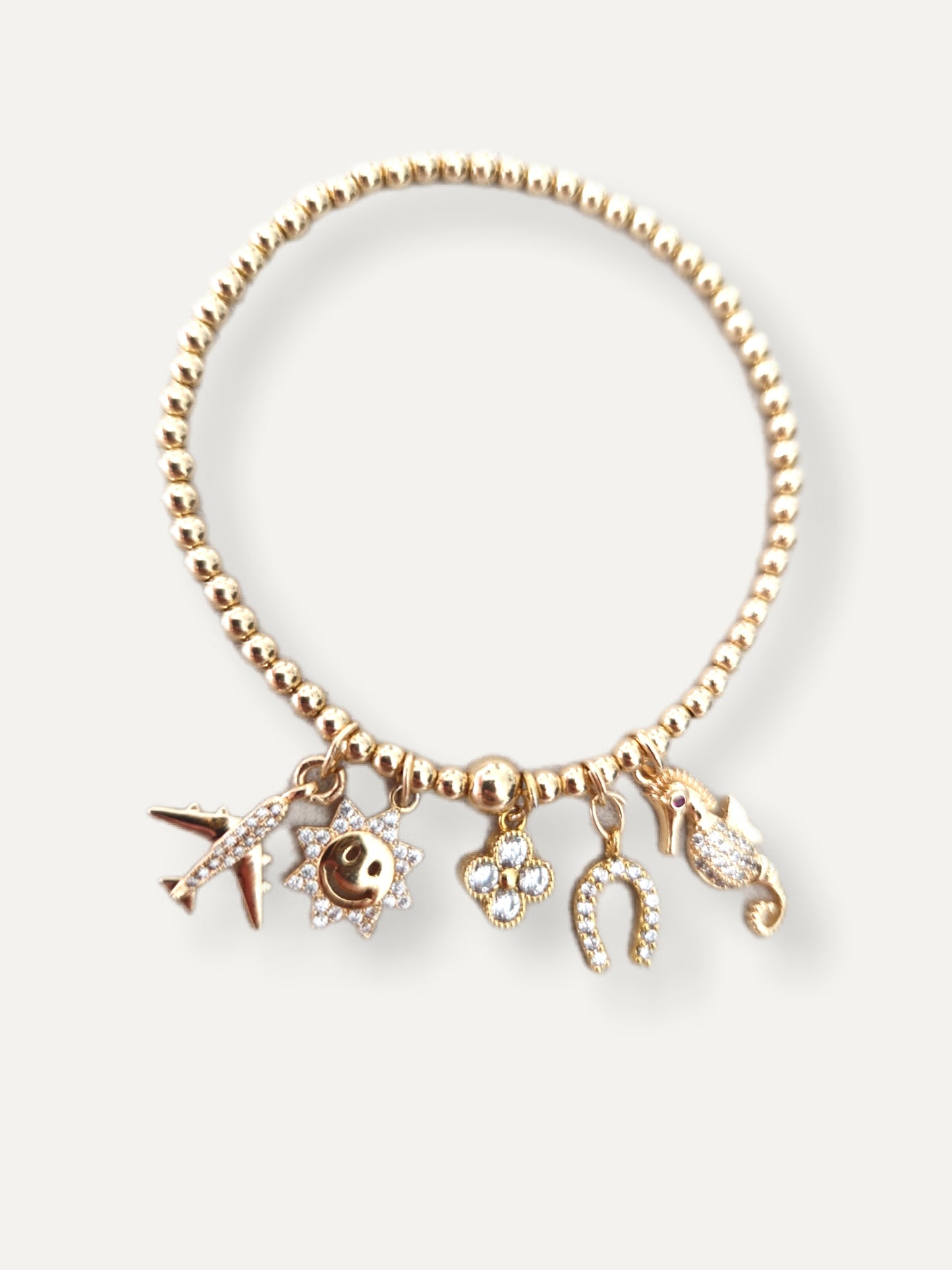 Gold Charm Bracelet - Sparkle & Crystal Charms