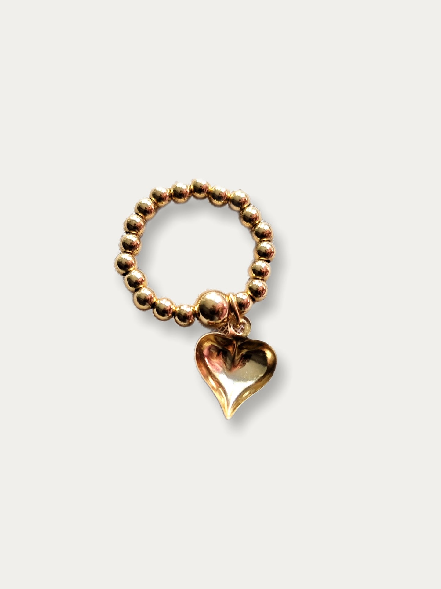 Gold Bobble Ring - Gold Heart