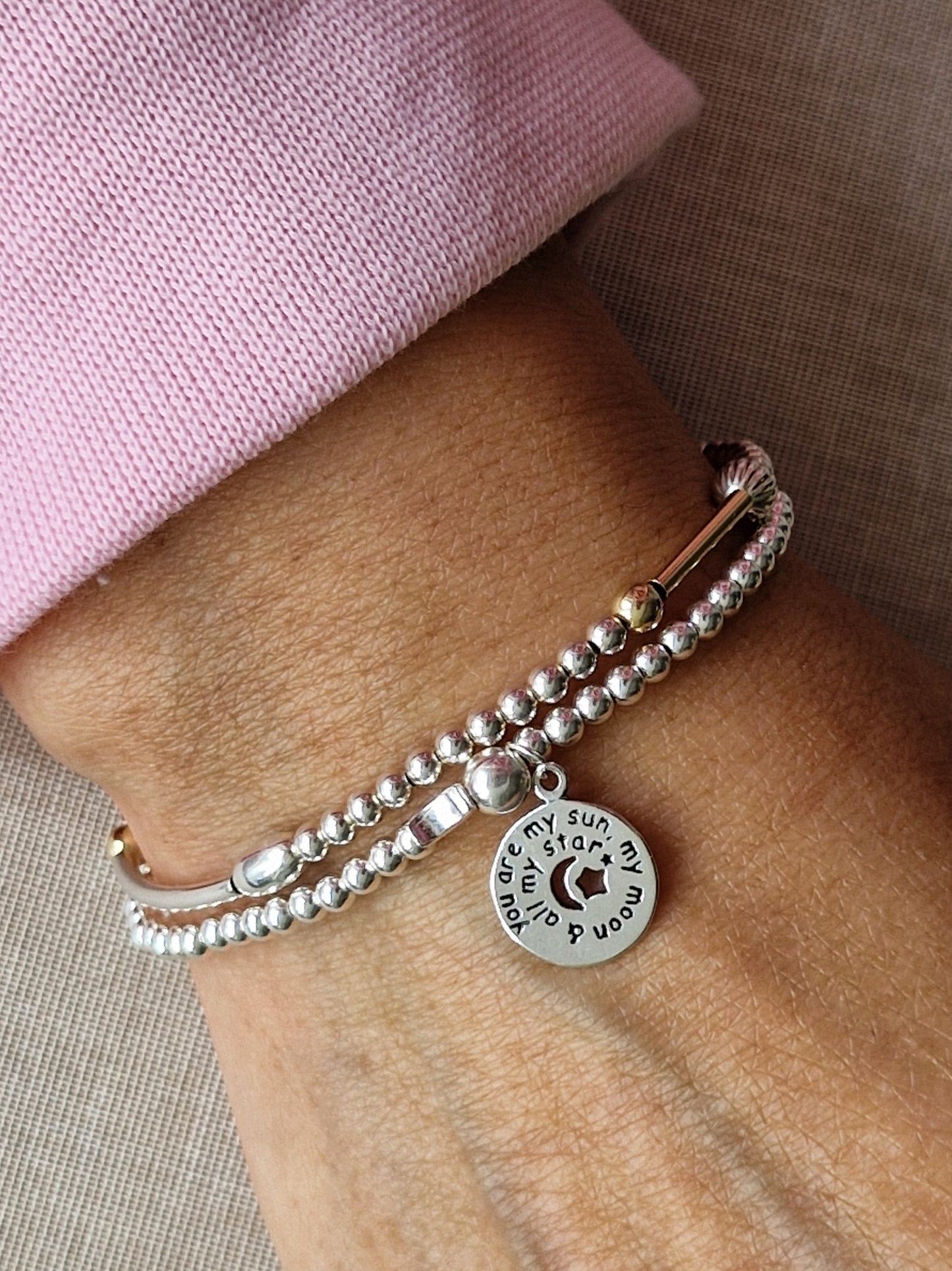 Silver Bobble Bracelet - Inscripture