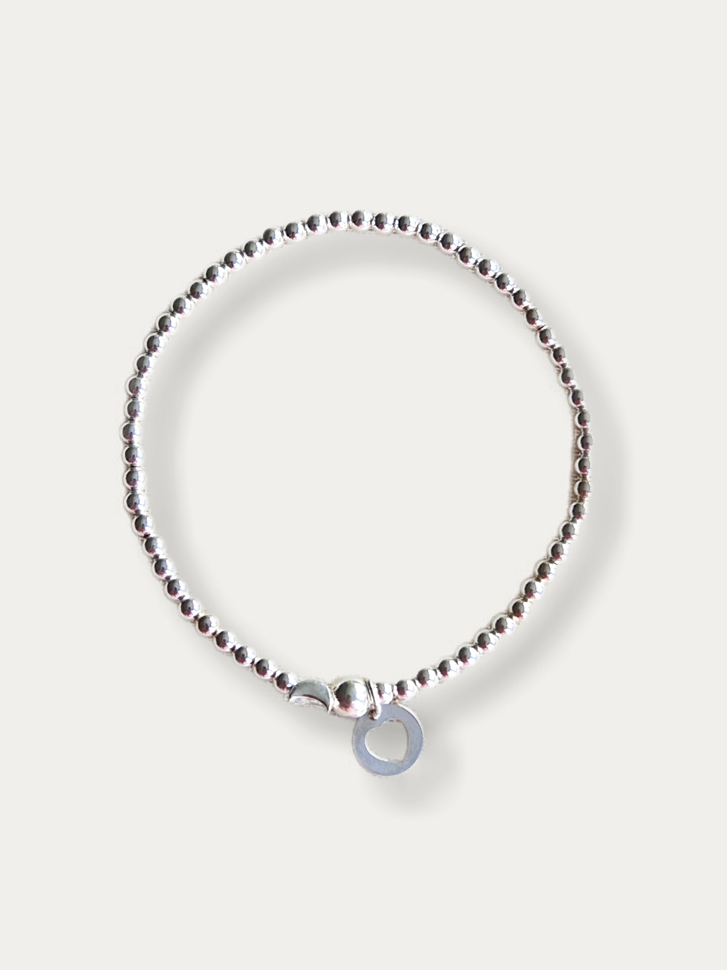 Silver Bobble Bracelet - Silver Heart Disc