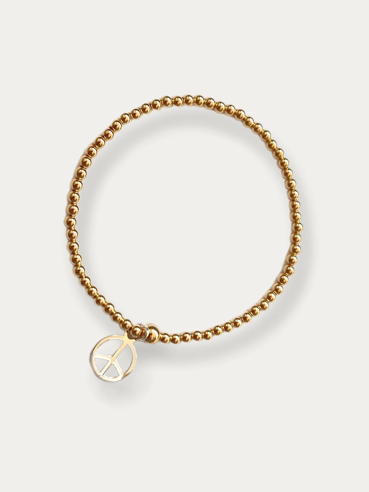 Gold Bobble Bracelet- Silver Peace