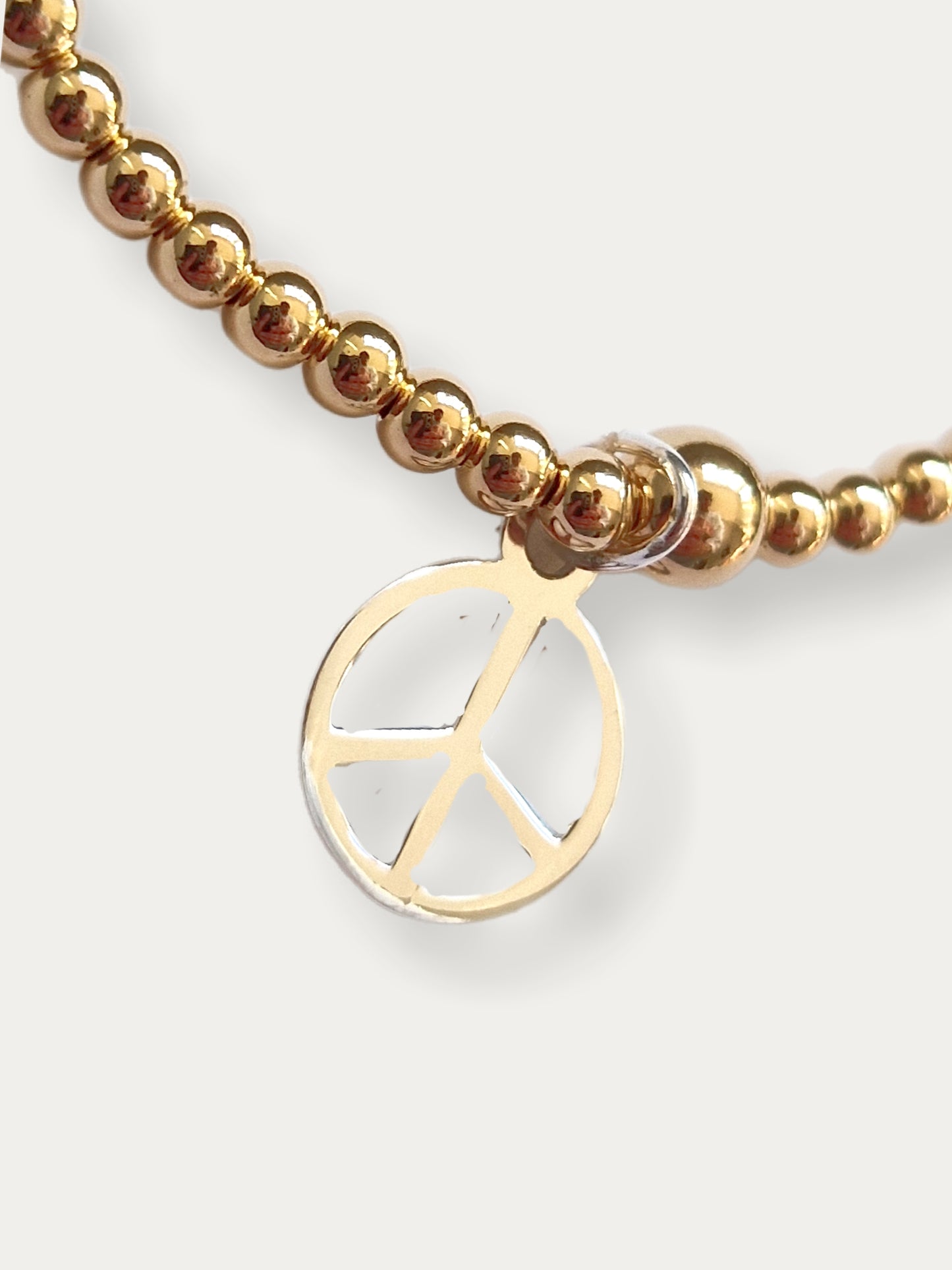 Gold Bobble Bracelet- Silver Peace