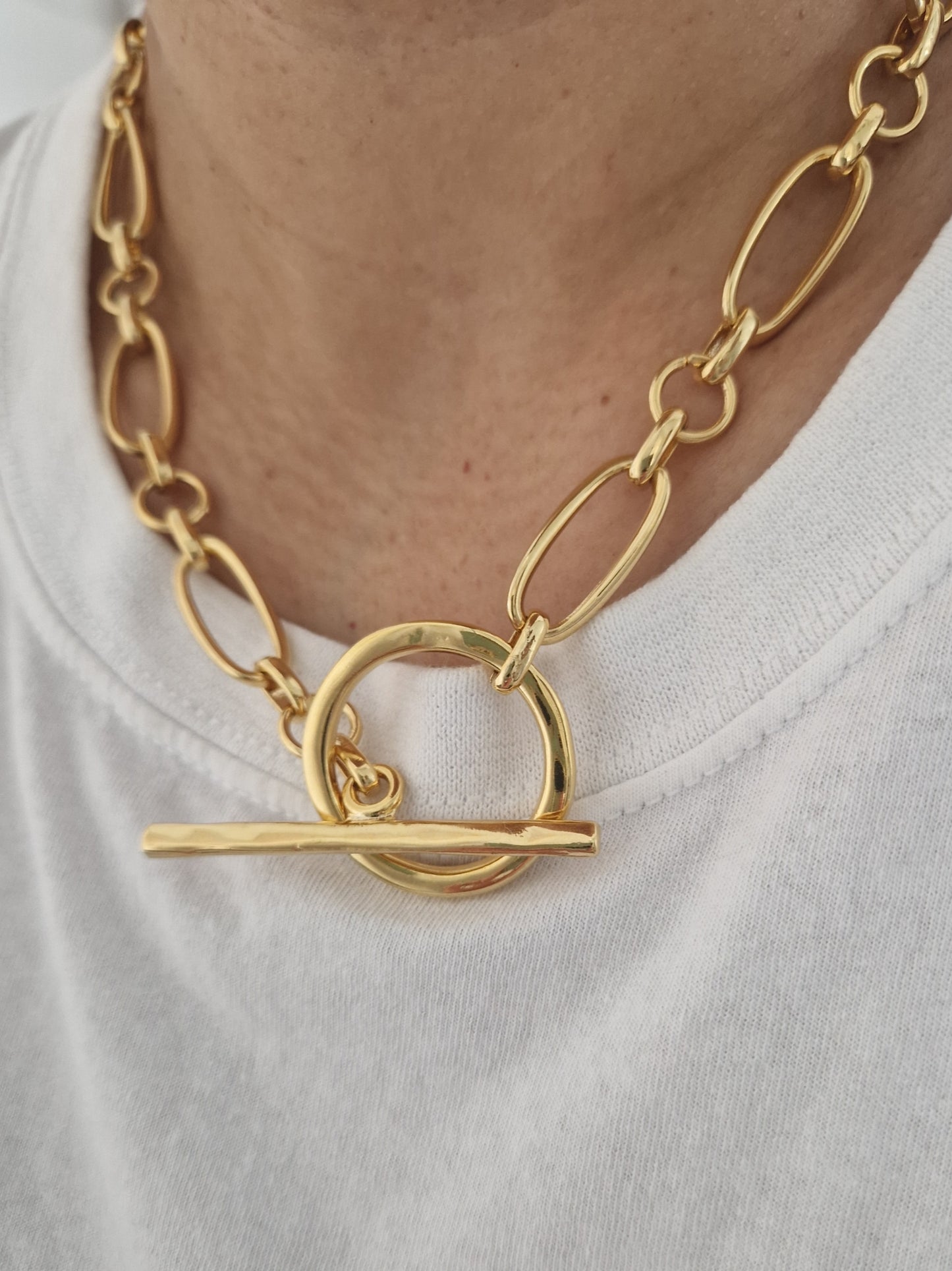 Gold '24' T Bar Necklace