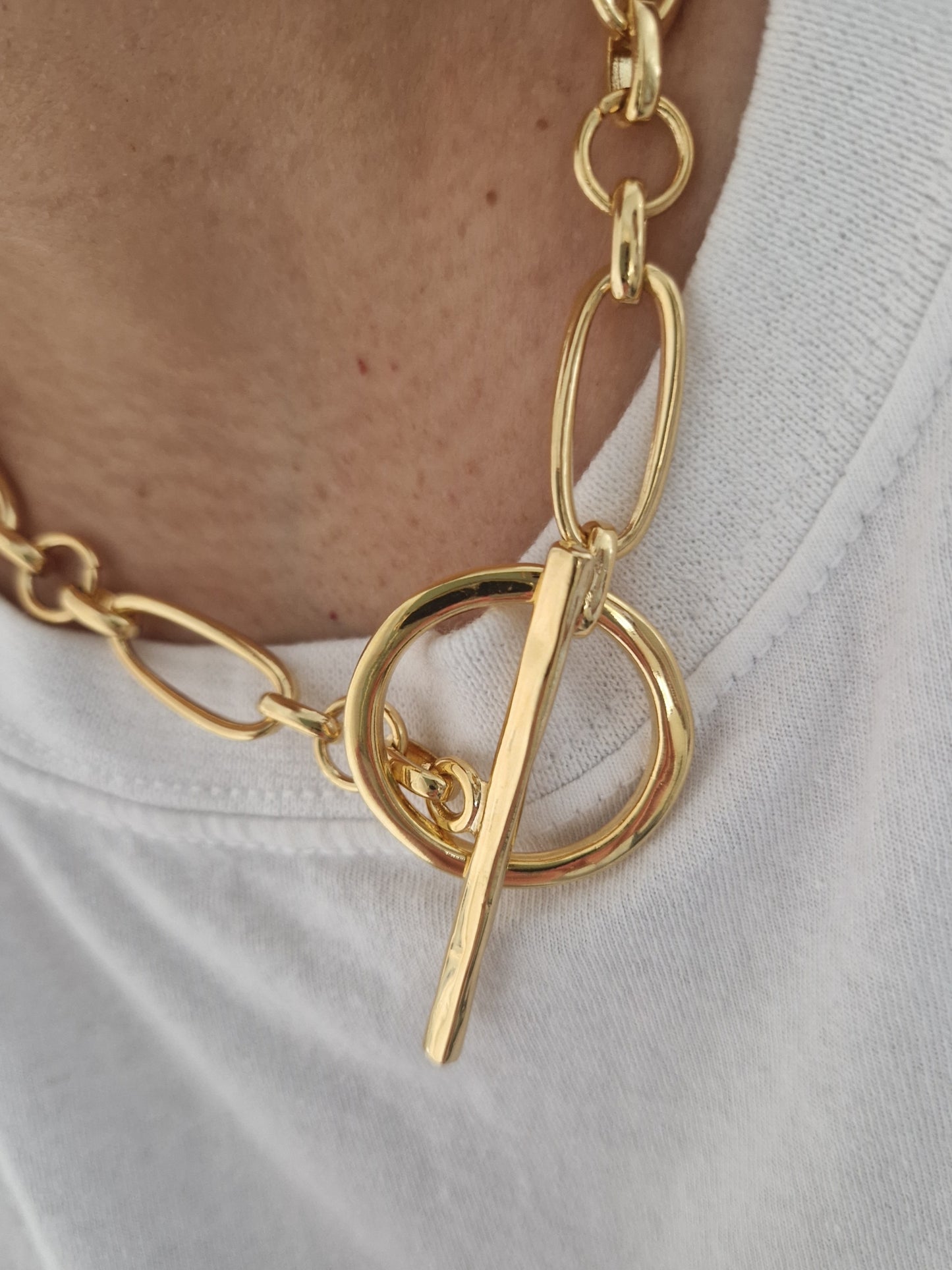 Gold '24' T Bar Necklace