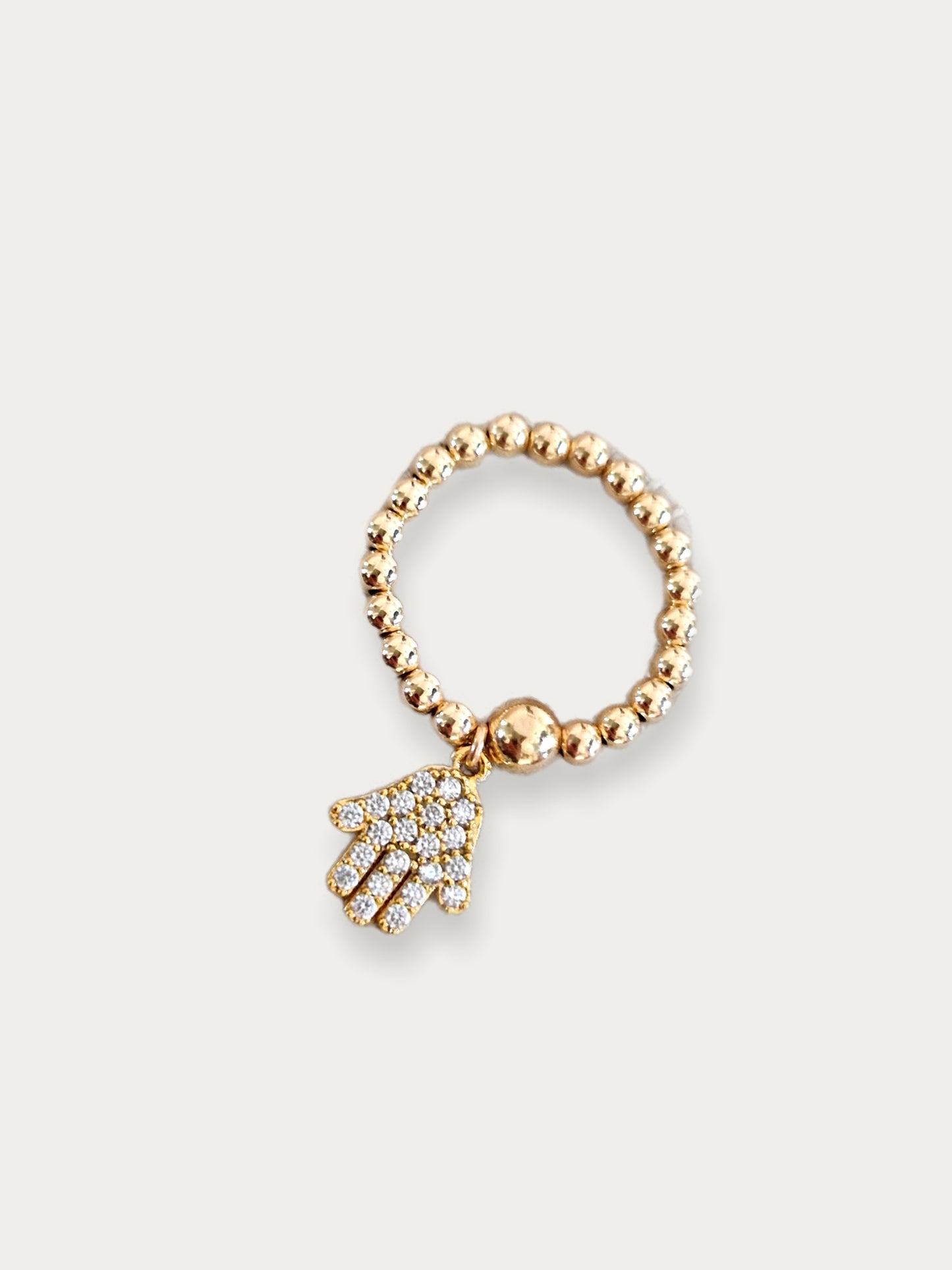 Gold Bobble Ring - Crystal Hand