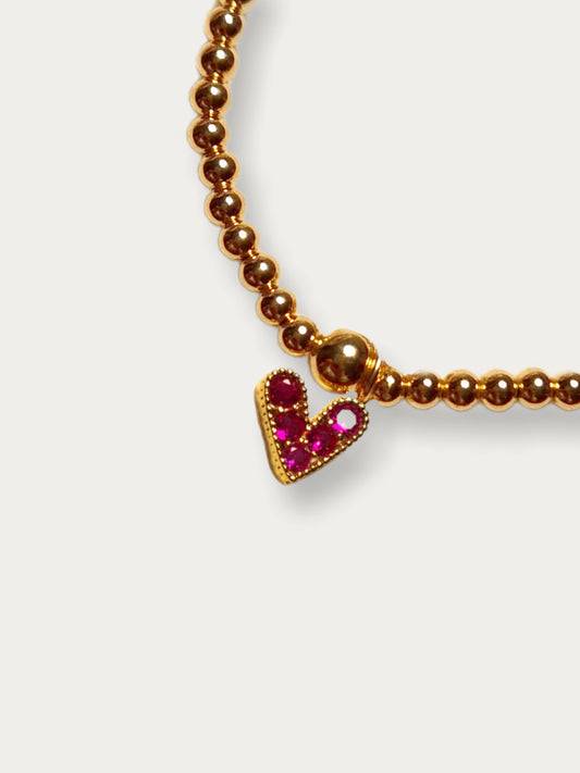 Gold Bobble Bracelet- 'Love Story' Heart (various colours)