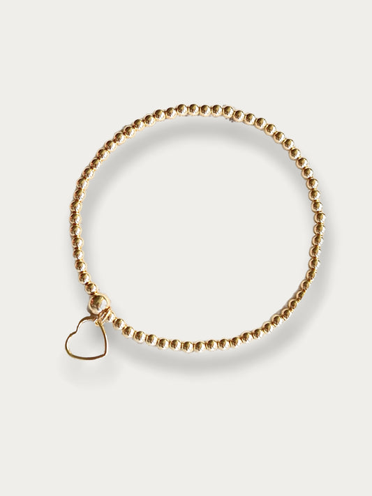 Gold Bobble Bracelet - 'Heart' Frame