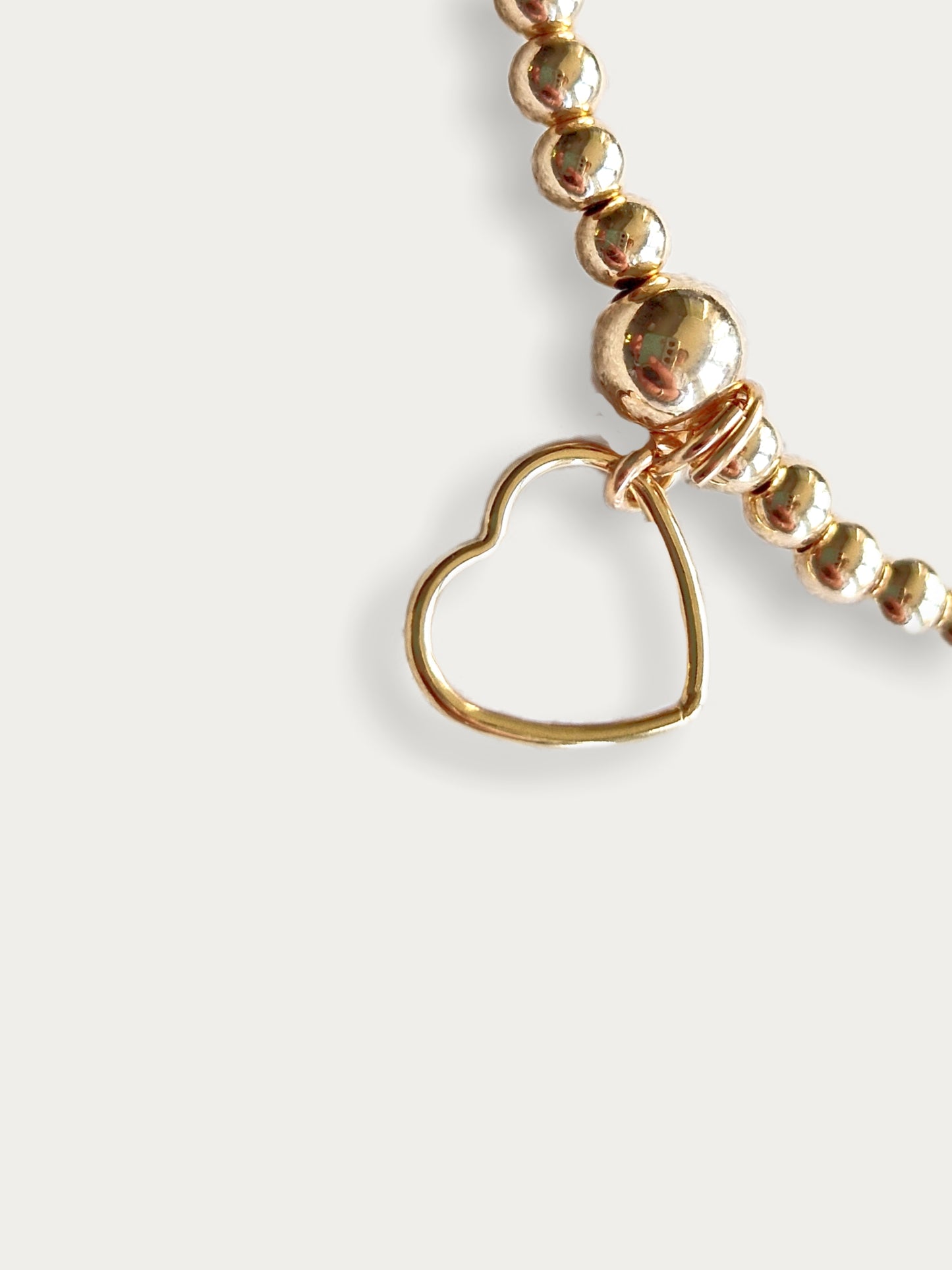 Gold Bobble Bracelet - 'Heart' Frame