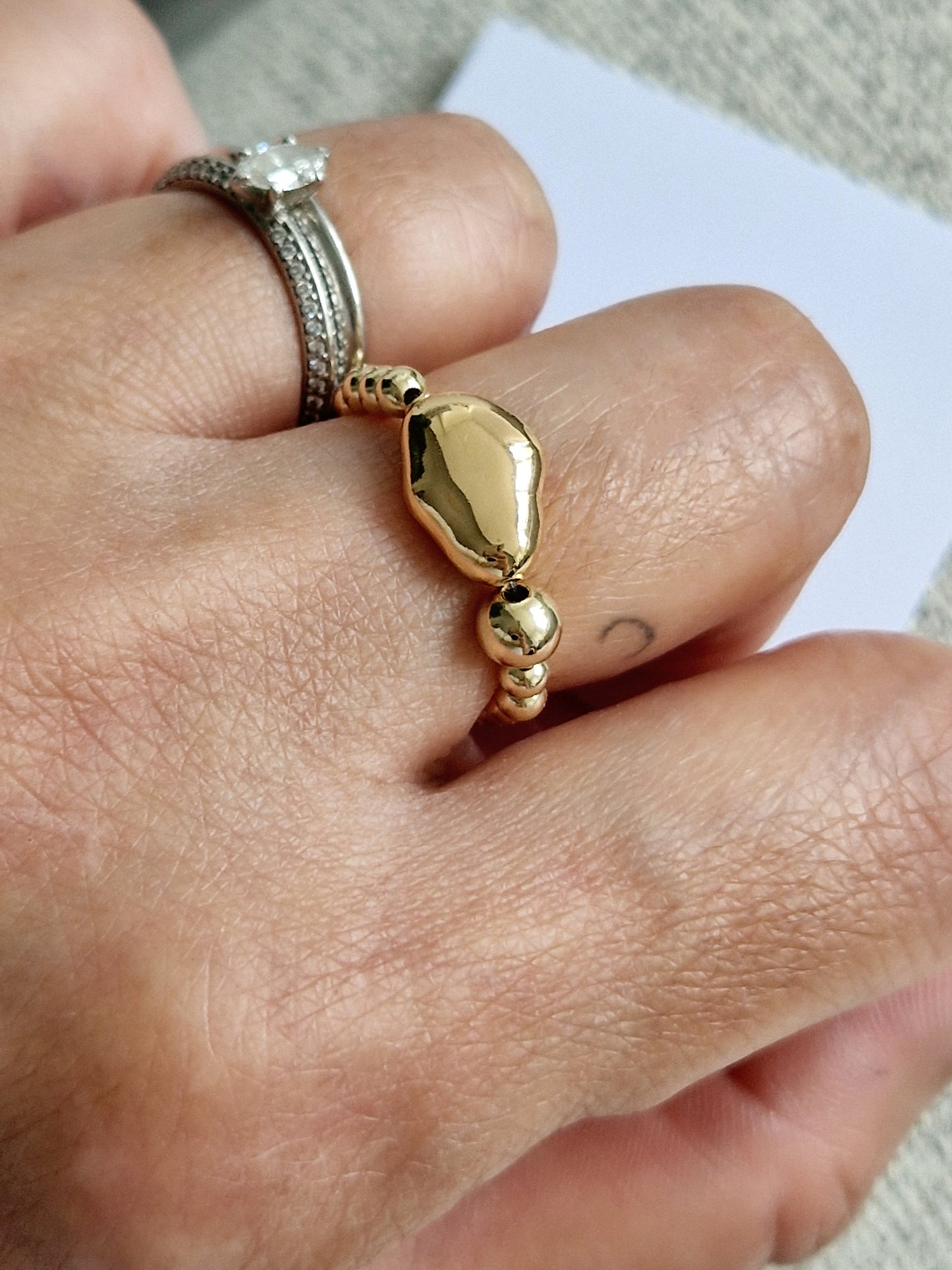 Gold Bobble Ring- Gold Nugget