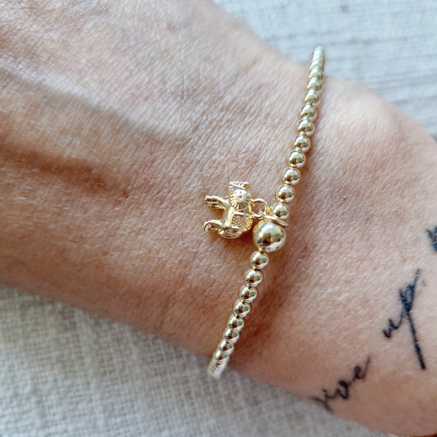 Gold Bobble Bracelet - Gold 'Nelly' Elephant Charm