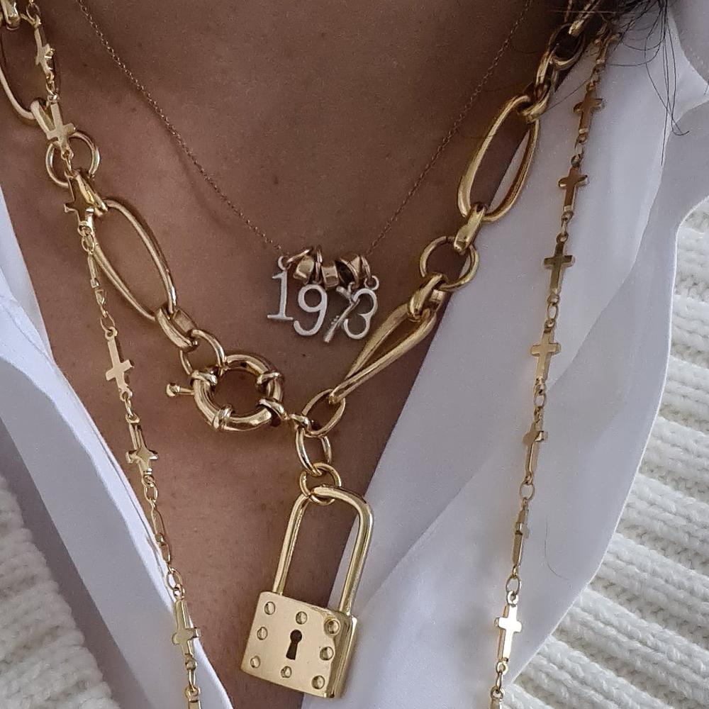 Gold Necklace - Silver Numbers