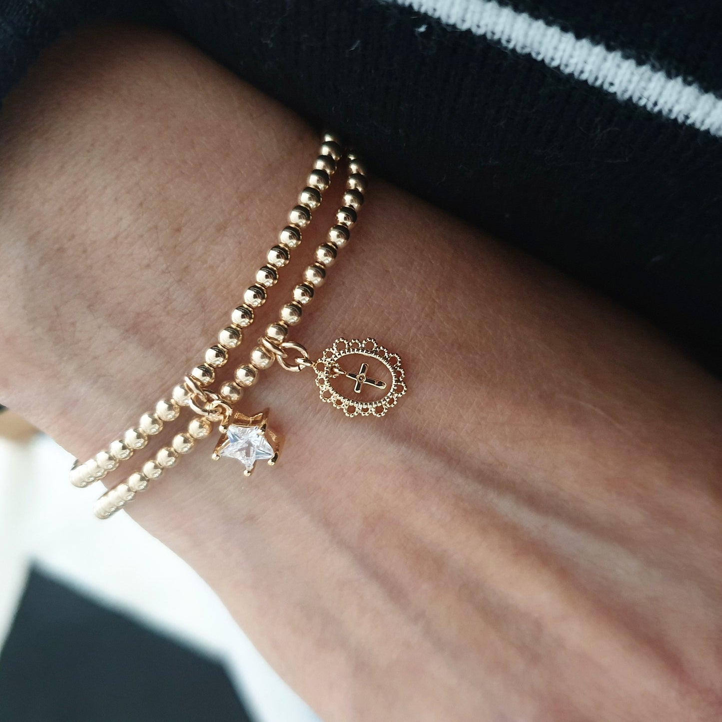 Gold Bobble Bracelet - Crystal Star